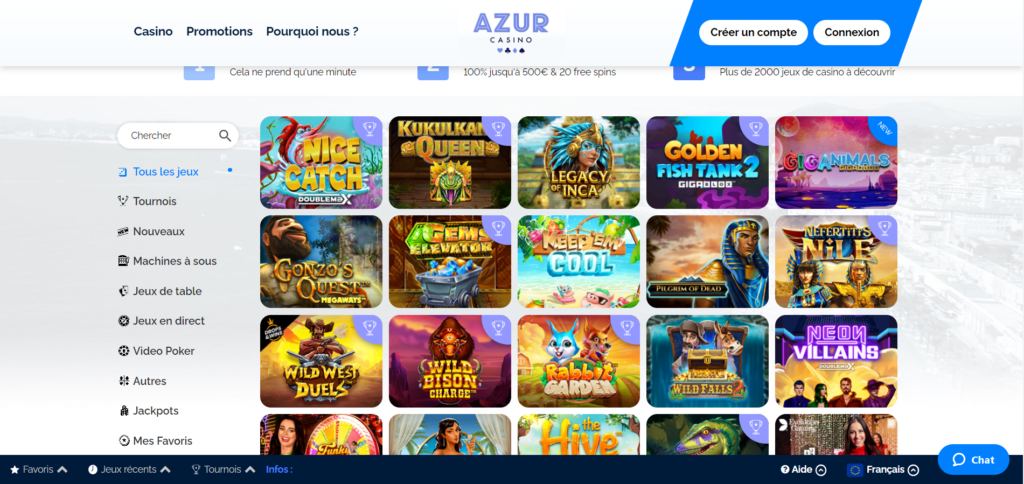 azur casino avis : jeux